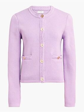 J.Crew Lavender Lilac Knit Button Front Lady Jacket Cardigan Summery XXL Cotton